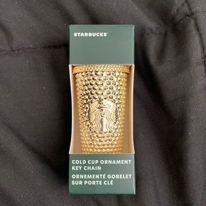gold starbucks keychain ornament